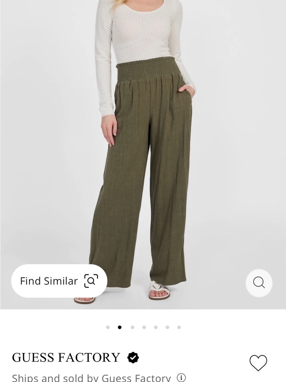 Guess Linen Blend Palazzo Wide-Leg Pants/ color is Dusty Oliver- Size S